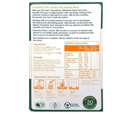 Delamere Dairy Goats Milk Powder 400G - Delamere Dairy's Goats' Milk Powder is a convenient whole goats' milk substitute. in hot drinks, on cereal, in recipes, baking and sauces, and simply as a drink. - Image 2